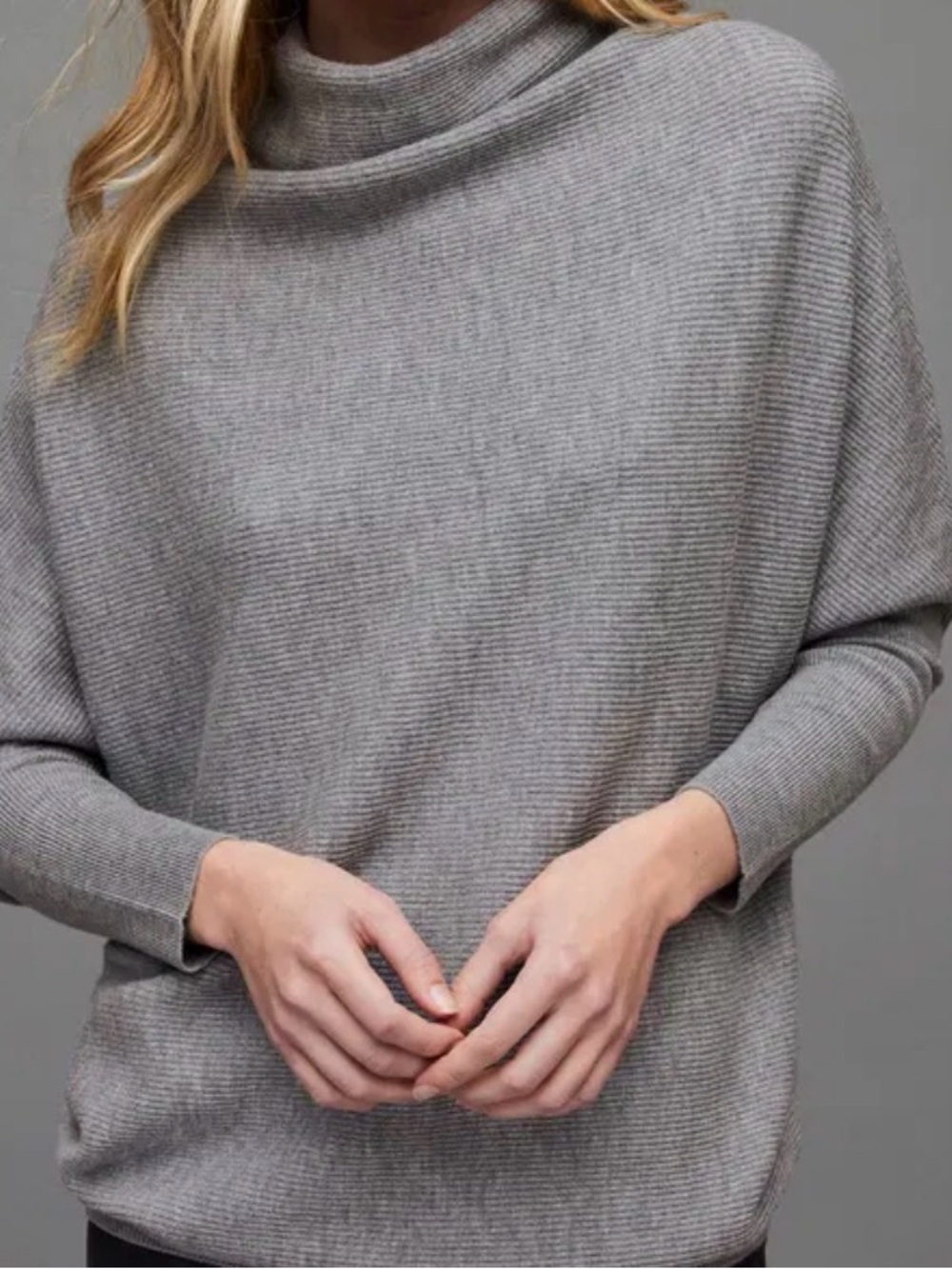 ALLSAINTS Ridley Funnel Neck Wool & Cashmere Sweater - Gray - SM